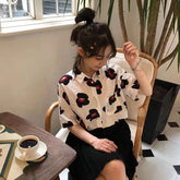 Short Sleeve Cartoon Floral Printed Retro Blouse Shirt